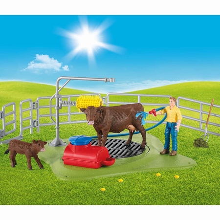 Schleich 42529 MYJNIA DLA ZWIERZĄT Figurki krowy ogrodzenie farma zestaw