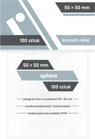 Koszulki na karty Rebel 50x50 kwadratowe do gier planszowych Sphinx 100 sztuk