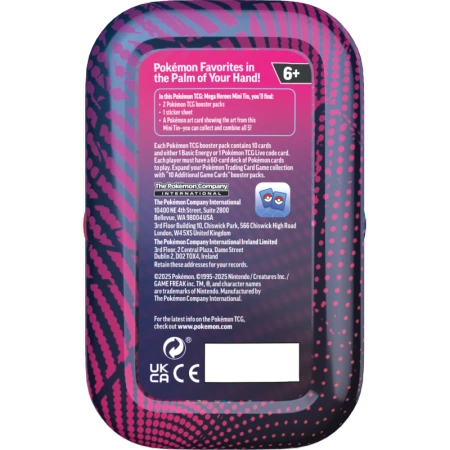 Pokemon 2 BOOSTERY TCG Mega Heroes Mini Tin Venusaur ORYGINALNE KARTY