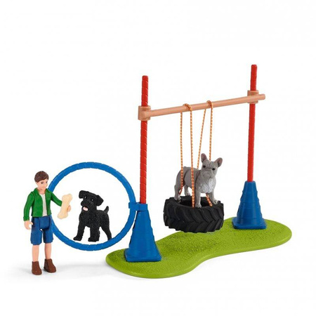 Schleich 42536 18w1 zestaw PLAC ZABAW DLA PSÓW chłopiec psy sznaucer pies buldog figurka psa