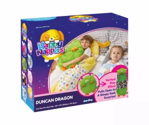 PIĘKNY ŚPIWÓR ZIELONY SMOK DLA DZIECKA PODUSZKA KOŁDRA śpiworek smoczek 137cm HAPPY NAPPERS