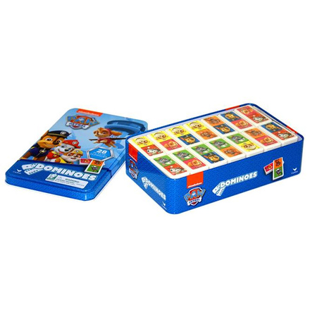 Domino PSI PATROL psy gra planszowa dla dzieci PREZENTOWA METALOWA PUSZKA