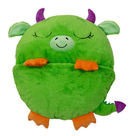 PIĘKNY ŚPIWÓR ZIELONY SMOK DLA DZIECKA PODUSZKA KOŁDRA śpiworek smoczek 137cm HAPPY NAPPERS