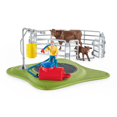 Schleich 42529 MYJNIA DLA ZWIERZĄT Figurki krowy ogrodzenie farma zestaw