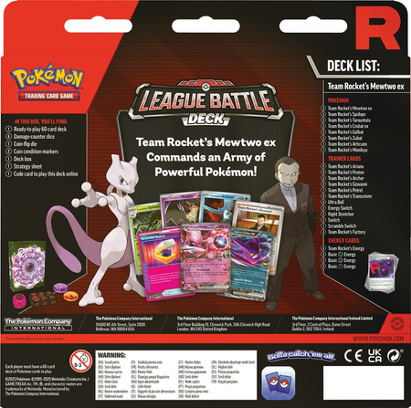 Pokemon TCG League Battle Deck Team Rocket's Mewtwo ex ORYGINALNE KARTY