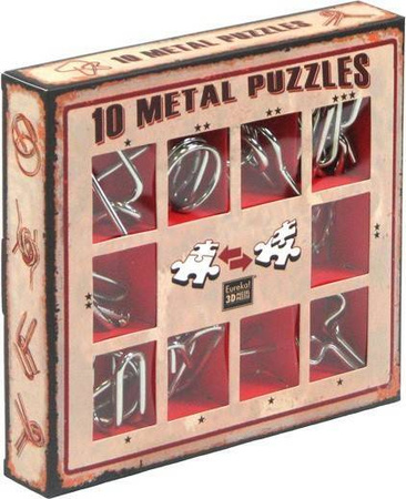 30 ŁAMIGŁÓWEK METALOWYCH niebieski + czerwony + zielony zestaw Puzzles