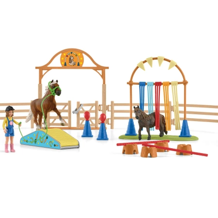 Schleich 42481 Trening dla kucyków DUŻY ZESTAW konie kucyk przeszkody 48el.