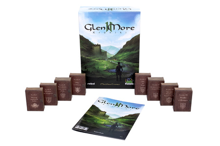 GLEN MORE II KRONIKI gra planszowa STRATEGICZNA WIELKA W TYM 8 ROZSZERZEŃ
