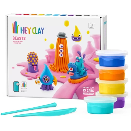 Hey Clay MEGA ZESTAW Masa Plastyczna BESTIE potwory AKCESORIA +15 KUBECZKÓW