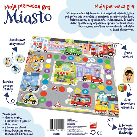 MIASTO Moja piersza gra planszowa PAPIER DREWNO EKOLOGICZNA dla dzieci 2,5+