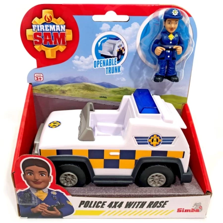 STRAŻAK SAM ZESTAW JEEP 4x4 POLICJA ROSE pojazd OTWIERANY BAGAŻNIK +FIGURKA