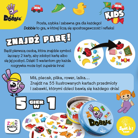 DOBBLE KIDS ECO gra planszowa karty doble dla dzieci karciana EKOLOGICZNA 4+