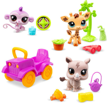 OUTLET LITTLEST PET SHOP ZESTAW SAFARI AUTO +3 FIGURKI zwierzątek LPS +Akcesoria