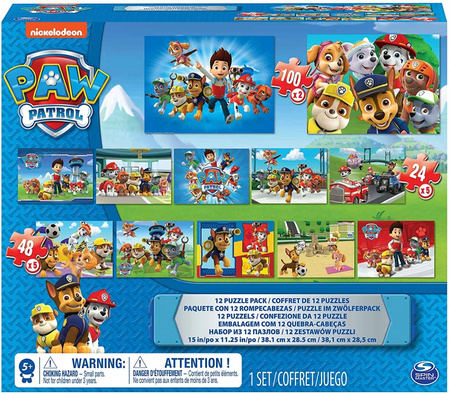 OUTLET 12w1 GIGA ZESTAW PREZENTOWY PSI PATROL Puzzle puzle dla dzieci ORYGINALNE