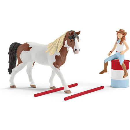 Schleich 42441 ZESTAW KOŃ +FIGURKA HANNA +UZDA SIODŁO PRZESZKODY HORSE CLUB