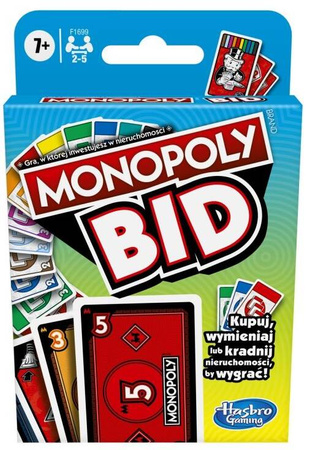 MONOPOLY BID HASBRO gra planszowa karciana karty dla dzieci POLSKA SZYBKA