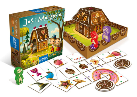 Jaś i Małgosia gra planszowa rodzinna kooperacja piękne elementy domek 3D