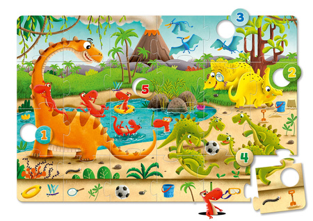 Dinozaury Maxi układanka z cyferkami 24 el 90x60 cm puzzle edukacyjne