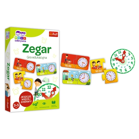 OUTLET ZEGAR GRA DLA DZIECI PLANSZOWA EDUKACYJNA RODZINNA NAUKA Mały Odkrywca 3+
