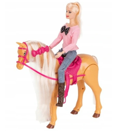 Zestaw lalka i chodzący koń KONIK DŹWIĘK chodzi baterie 30cm interaktywny