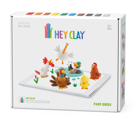 2w1 Hey Clay 2x MEGA ZESTAW DINOZAURY +PTAKI Masa Plastyczna 36 KUBECZKÓW