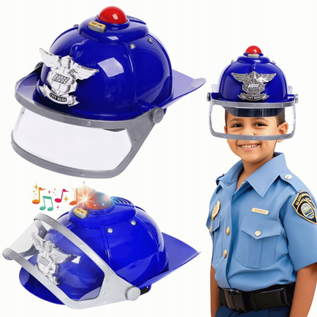 Kask policyjny zabawka ŚWIATŁO DŹWIĘK dla dzieci zabawa POLICJANT hełm