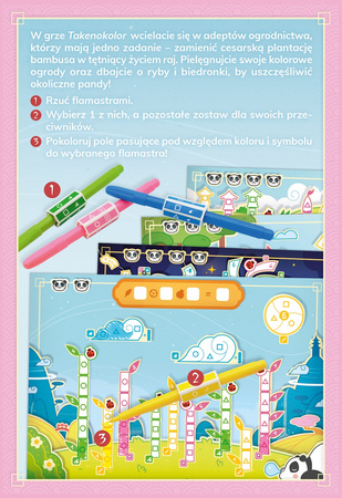 Takenokolor gra planszowa kolorowanie ogrodu RODZINNA flamastry panda 8+