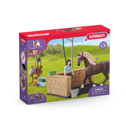 OUTLET Schleich 42438 13w1 MYJNIA DLA KONIA +Figurka DZIEWCZYNKA Emily +KOŃ konik