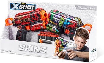 ZESTAW WYRZUTNI X-SHOT SKINS FLUX 2x pistolet +16x strzałki Graffiti +Ninja
