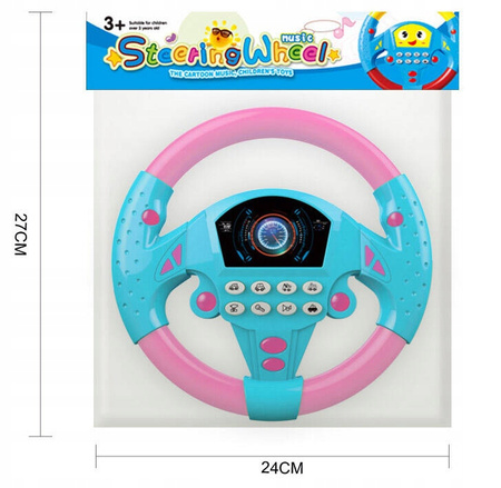 Zabawka kierownica z przyssawką różowa DŹWIĘKI karetka radiowóz straż