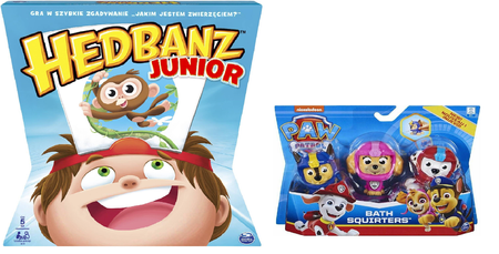 HEDBANZ Junior i zestaw figurek do kąpieli PSI PATROL gra dla dzieci