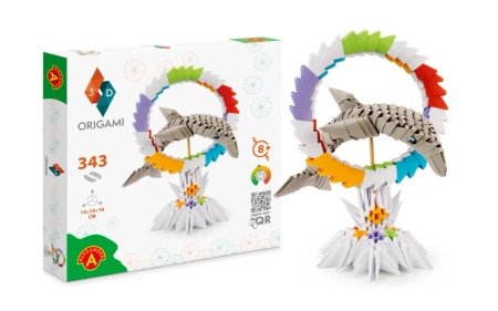 ORIGAMI 3D DELFIN Papier do składania WIELKI ZESTAW 343 ELEMENTY