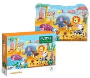 PUZZLE EDUKACYJNE DLA DZIECI PUZLE BIOMY GORĄCA AFRYKA ZWIERZĘTA 60 el.