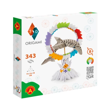 ORIGAMI 3D DELFIN Papier do składania WIELKI ZESTAW 343 ELEMENTY