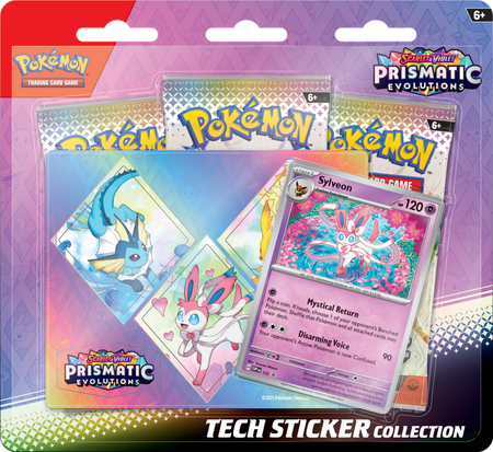 3w1 Pokemon Prismatic Evolutions naklejki Tech Sticker ORYGINALNE KARTY