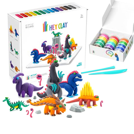 4w1 Hey Clay MEGA ZESTAW DINOZAURY OCEAN PTAKI Masa Plastyczna 72 KUBECZKÓW