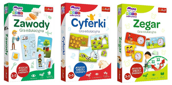 3w1 ZAWODY +CYFERKI + ZEGAR GRA DLA DZIECI PLANSZOWA EDUKACYJNA RODZINNA 3+