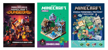 3w1 MINECRAFT PODRĘCZNIKI KSIĄŻKI +500 naklejek 192 STRONY ilustrowana PC