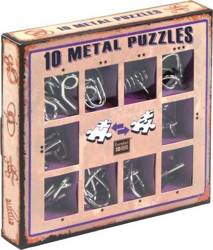 10 ŁAMIGŁÓWEK METALOWYCH fioletowy zestaw Metal Puzzles łamigłówki metalowe