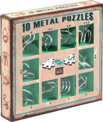 10 ŁAMIGŁÓWEK METALOWYCH zielony zestaw Metal Puzzles łamigłówki metalowe