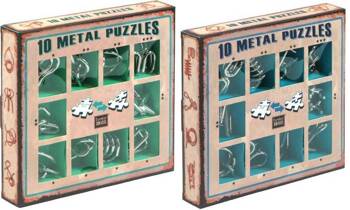 20 ŁAMIGŁÓWEK METALOWYCH zielony + niebieski zestaw Puzzles puzzle z metalu