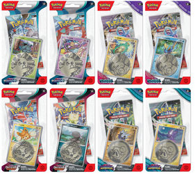 8x BOOSTER +MONETA MEDALION +KARTA PROMO TCG Karty Pokemon ORYGINALNE