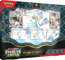 Pokemon Paldean Fates Premium Collection Quaquaval 8 boosterów 3 promo