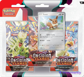 Pokemon TCG: Obsidian Flames 3-Pack Blister Eevee ORYGINALNE KARTY