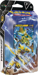 Pokemon TCG PEŁNA TALIA ZERAORA V +ZNACZNIKI MONETA PUDEŁKO NA KARTY KOD ORYGINALNE KARTY