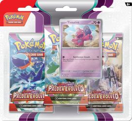 Pokemon TCG: Scarlet & Violet Paldea Evolved 3-Pack Blister Tinkatink ORYGINALNE KARTY