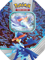 Pokemon TCG Tin puszka Paldea Partners QUAQUAVAL 4 boostery + promo ORYGINALNE KARTY