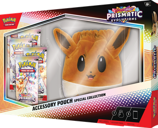 Pokemon WIELKI PLUSZAK TORBA +5x BOOSTER TCG Prismatic Evolutions KARTY Accessory Pouch Special Collection