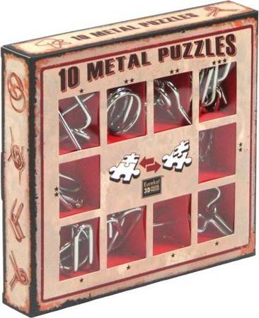 20 ŁAMIGŁÓWEK METALOWYCH czerwony + zielony zestaw Puzzles puzzle z metalu