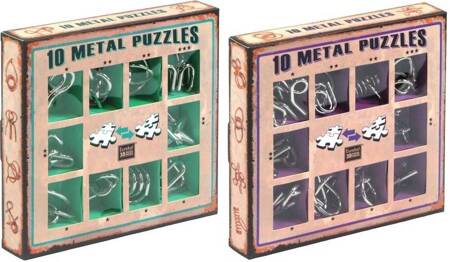 20 ŁAMIGŁÓWEK METALOWYCH zielony + fioletowy zestaw Puzzles puzzle z metalu